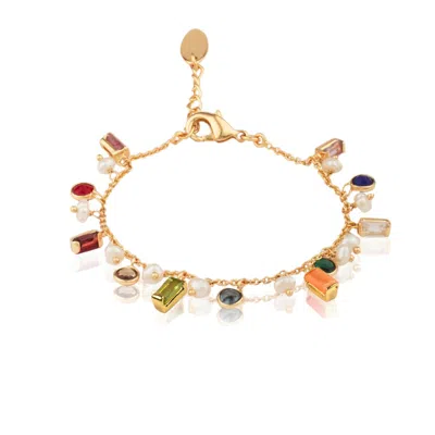 House Of Elliott Women's Ginny Bracelet With Pendants Of Semi-precious Stones And Pearls