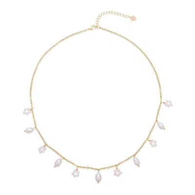 House Of Elliott Women's Gold Flora Pearl Chain Necklace