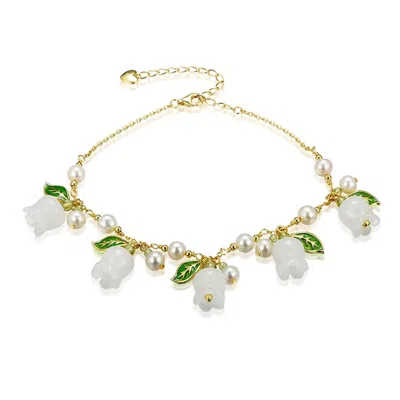 House Of Elliott Women's Gold / Green / White Lily Of The Valley Bracelet In Multi