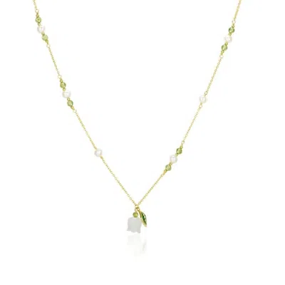 House Of Elliott Women's Gold / Green / White Lily Of The Valley Necklace In Multi