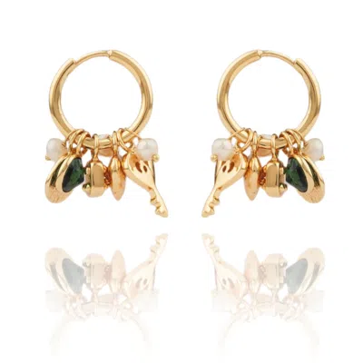 House Of Elliott Women's Gold Muskan Hoops With Detachable Pendants And Pearls