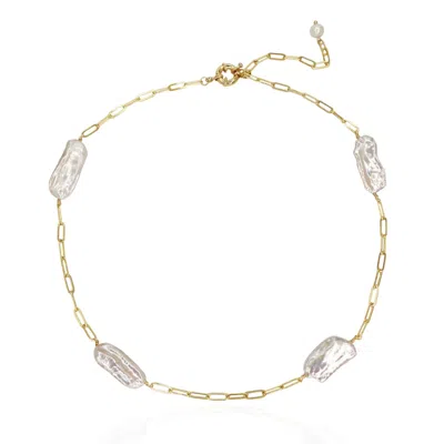 House Of Elliott Women's Gold Penelope Keshi Pearl Chain Necklace