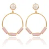 House Of Elliott Women's Gold Pierrette Loop Earrings With Rose Quartz And Pearls In Gold
