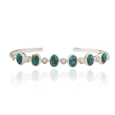 House Of Elliott Women's Green Delphine Bracelet With Semi-precious Stones And Pearls