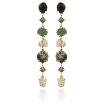 House Of Elliott Women's Green Jolene Drop Earrings With Semi-precious Stones