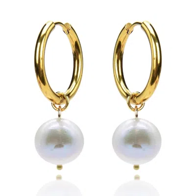 House Of Elliott Women's Hoop Earrings With White Edison Pearls