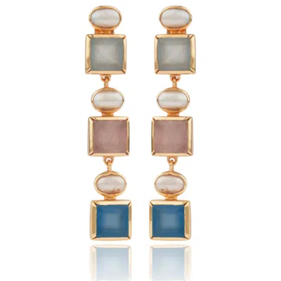 House Of Elliott Women's Mirelle Drop Earrings With Semi-precious Stones And Pearls In Multi