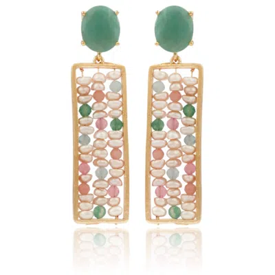 House Of Elliott Women's Noelle Drop Earrings With Semi-precious Stones And Pearls In Yellow