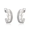 House Of Elliott Women's Silver Dazzle Semi Hoop Earrings With Pearls And Zirconia In Silver