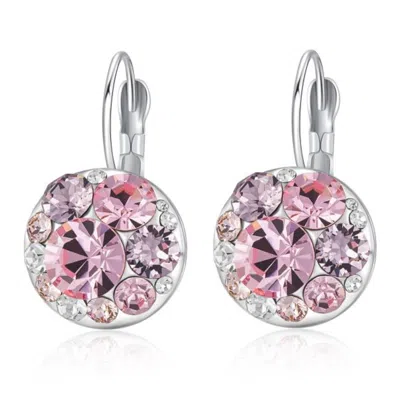 House Of Elliott Women's Silver / Pink Golf Earrings With Pink Crystals In Multi
