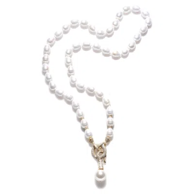 House Of Elliott Women's White Mother Of Pearl Necklace With Hook Pendant