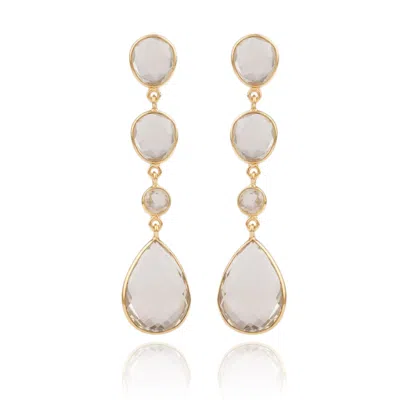 House Of Elliott Women's White Olympia Drop Earrings With Matte And Polished Semi-precious Stones