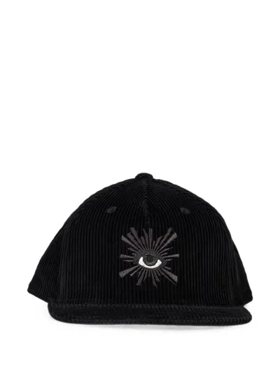 House Of Errors All-seeing Eye-patch Corduroy Cap In Black
