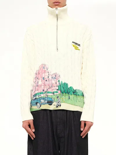 House Of Errors Crime Scene Cable Knit Sweater In Beige