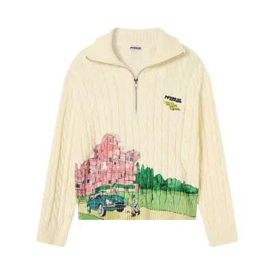 Pre-owned House Of Errors Crime Scene Cable Knit Sweater 'cream' | Men's Size Xl