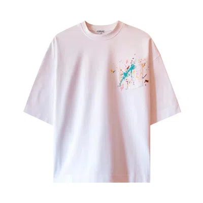 Pre-owned House Of Errors Embroidered Paint Splatter Tee 'white' | Men's Size M