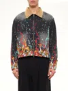 House Of Errors Paint-splatter Corduroy-collar Jacket In Black