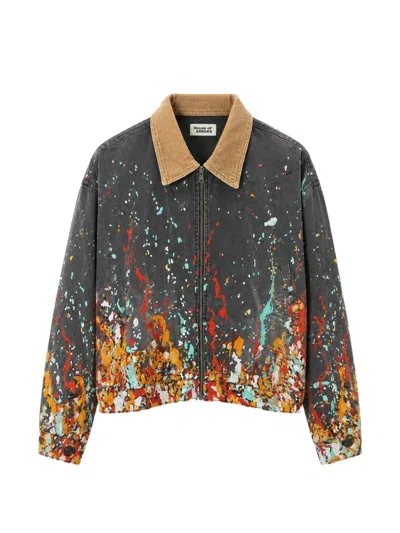 House Of Errors Embroidered Paint Workwear Jacket In Gray