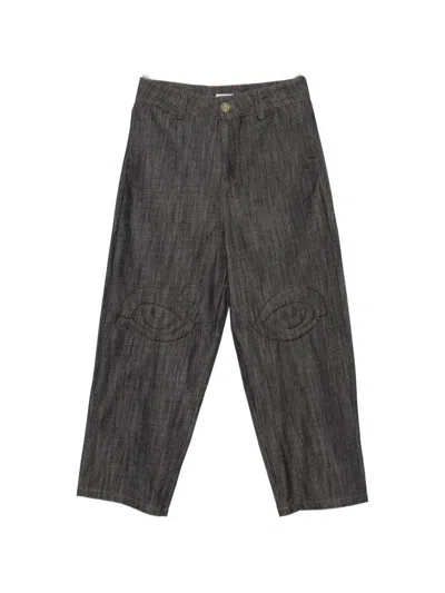 House Of Errors Eye-patchwork Wide-leg Jeans In Blue