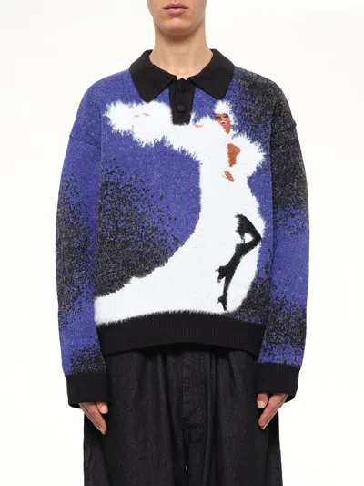 House Of Errors Femme Fatale Knitted Rugby In Blue