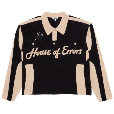 Pre-owned House Of Errors Knitted Cat Burglar Rugby 'black/beige' | Men's Size S