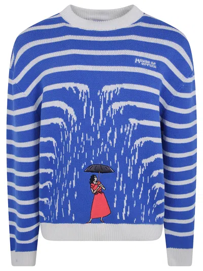 House Of Errors Knitted Jumper "rain" In Blue