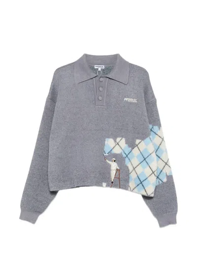 House Of Errors Logo-embroidered Polo Shirt In Gray