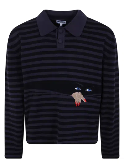 House Of Errors Jumper Knitted "peeping" Rugby In Blue