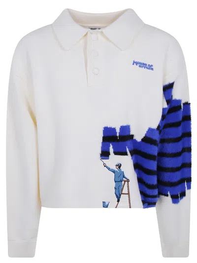 House Of Errors Jumper Knitted "wall Painter" In White