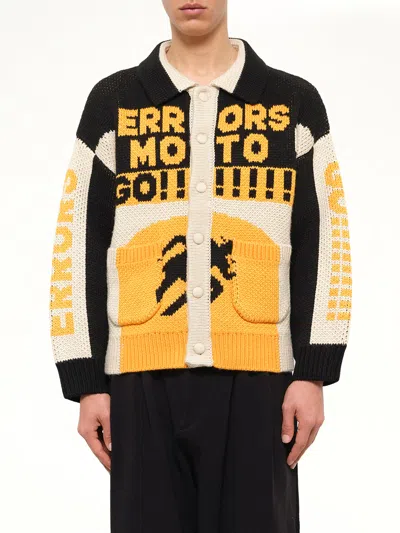 House Of Errors Thick Knit Moto Cardigan In Black