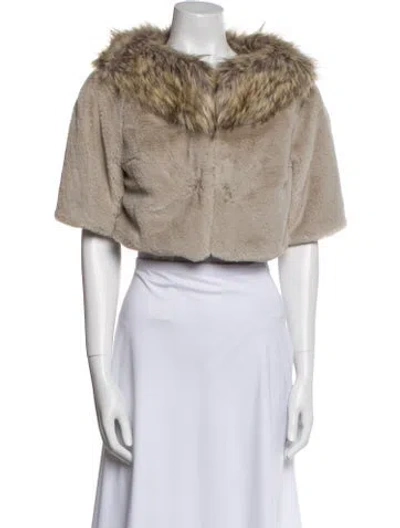 Pre-owned House Of Fluff Faux Fur Faux Fur Jacket In Neutral