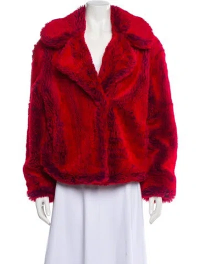 Pre-owned House Of Fluff Faux Fur Jacket In Red