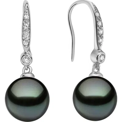House Of Frosted 14k Gold Diamond & Pearl Drop Earrings In Silver/green