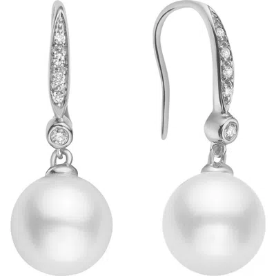 House Of Frosted 14k Gold Diamond & Pearl Drop Earrings In Silver/white