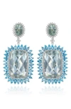 House Of Frosted 14k White Gold Plated Sterling Silver Blue Topaz, White Topaz & Green Quartz Drop E In Metallic