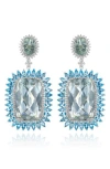 House Of Frosted 14k White Gold Plated Sterling Silver Blue Topaz, White Topaz & Green Quartz Drop E In Silver/topaz
