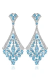 House Of Frosted Blue & White Topaz Drop Earrings In Metallic