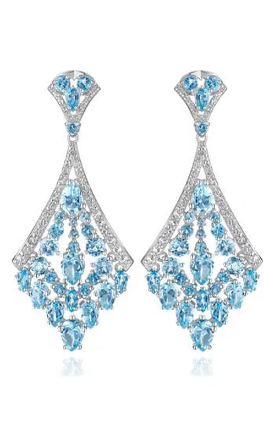 House Of Frosted Blue & White Topaz Drop Earrings In Metallic