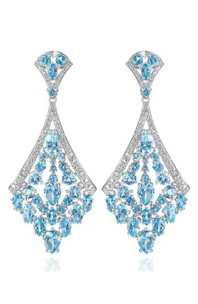 House Of Frosted Blue & White Topaz Drop Earrings In Silver/topaz