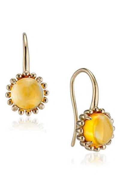 House Of Frosted Floral Drop Earrings In Gold/citrine