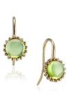 House Of Frosted Floral Drop Earrings In Gold/peridot
