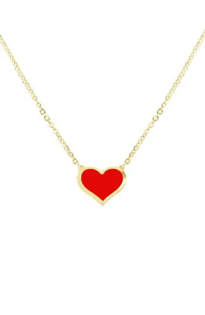 House Of Frosted Heart Pendant Necklace In Gold/coral