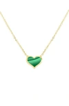 House Of Frosted Heart Pendant Necklace In Gold/malachite