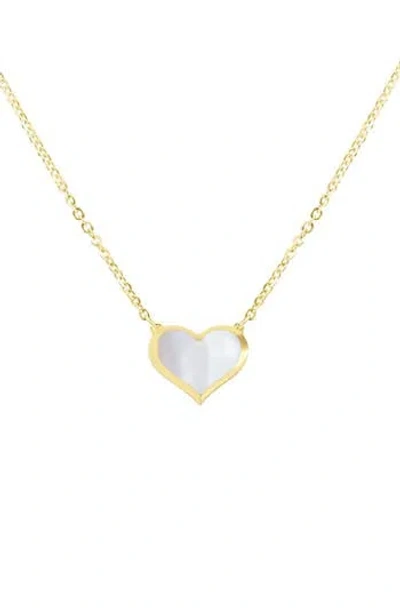 House Of Frosted Heart Pendant Necklace In Gold/mother Of Pearl