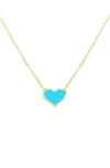 House Of Frosted Heart Pendant Necklace In Gold/turquoise