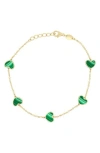 House Of Frosted Heart Station Chain Bracelet In Gold/malachite
