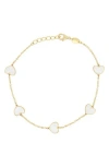 House Of Frosted Heart Station Chain Bracelet In Gold/mother Of Pearl