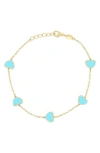 House Of Frosted Heart Station Chain Bracelet In Gold/turquoise