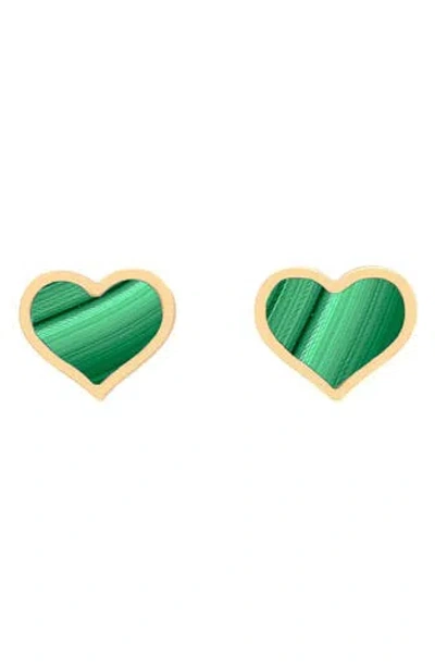 House Of Frosted Heart Stud Earrings In Green