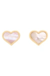 House Of Frosted Heart Stud Earrings In Gold/mother Of Pearl